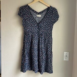 Button Front Babydoll Dress with Pockets